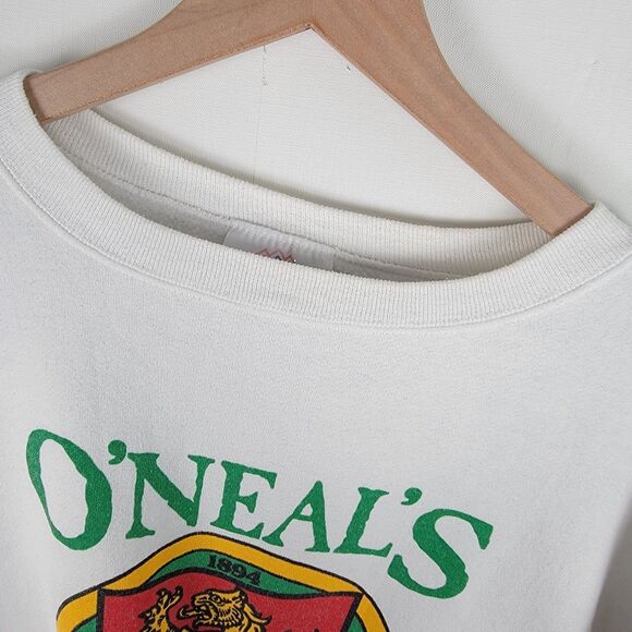 Vintage 80s O'Neal's Fine Ales Ireland Sweatshirt White Size L Made In USA - Picture 9 of 16
